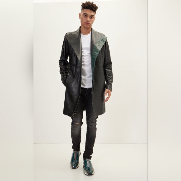 Ron Tomson Genuine Leather Rebel Jacket - Black Green